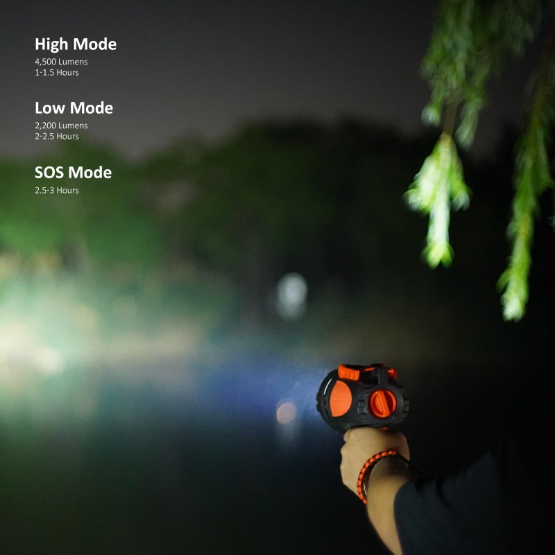 GOODSMANN LED Rechargeable Marine Handheld Spotlight up to 4500 Lumen Boat Spot Light Waterproof Searchlight Portable Flashlight with EVA Case USB Adapter Car Charger for Outdoor and Indoor Use - Image 2